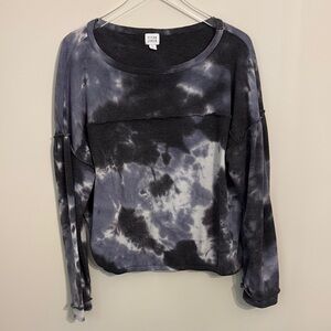 Peyton Jensen Tie-Dye Long Sleeve Waffle Knit Top Size Large